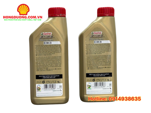 Dầu Castrol Edge Professional E C5 0W-20, Loại: 12 x 1L, 208L