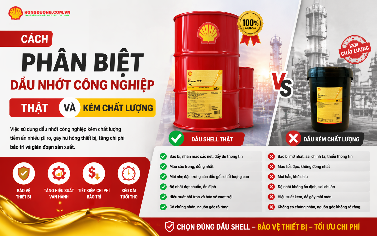 Cách phân biệt dầu nhớt công nghiệp thật và kém chất lượng