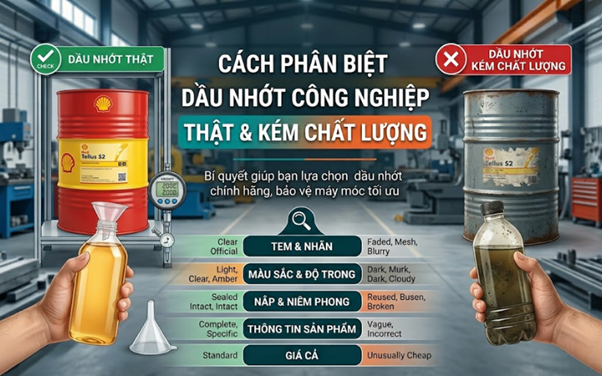 cách nhận biết dầu nhớt công nghiệp kém chất lượng