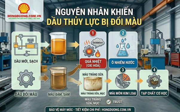 Vì sao dầu thủy lực bị đổi màu? Cách nhận biết và khắc phục nhanh