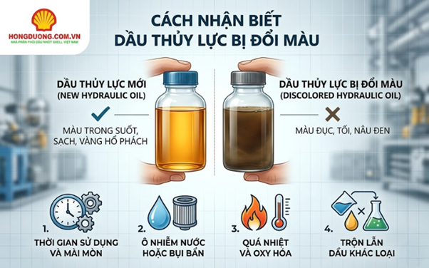 Vì sao dầu thủy lực bị đổi màu? Cách nhận biết và khắc phục nhanh