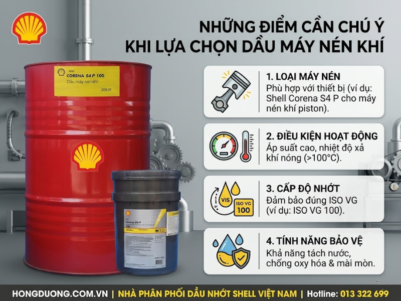 Shell Corena S4 P 100 dùng cho máy nén khí nào? Hướng dẫn chọn chính xác