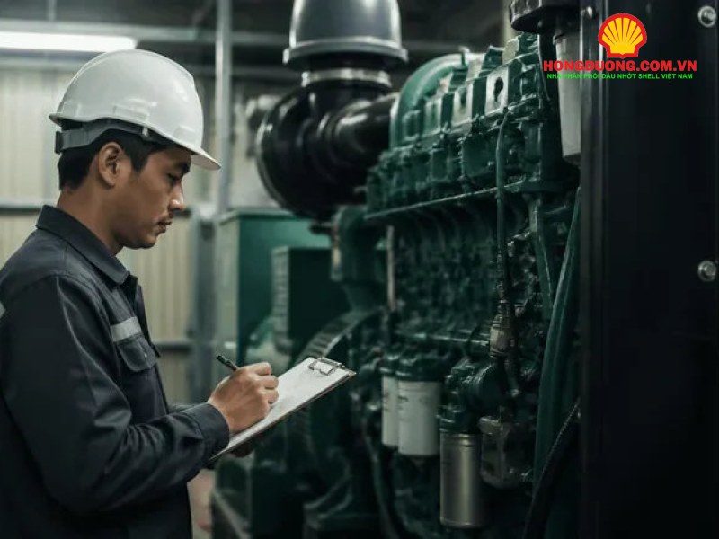 Dầu bán tổng hợp là gì? Khi nào nên dùng cho xe tải, máy công trình Kỹ thuật viên ghi chép thông số khi kiểm tra máy phát điện diesel