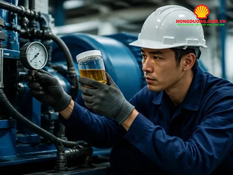 Phụ gia AW trong dầu thủy lực: vai trò, cách nhận biết và lưu ý khi dùng Kỹ thuật viên lấy mẫu dầu thủy lực tại cụm bơm để phân tích